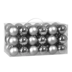Image of Christmas Tree Baubles Set Xmas Balls 54 Pieces Decorations Ornaments Sphere Hanging Indoor Outdoor Decor Silver