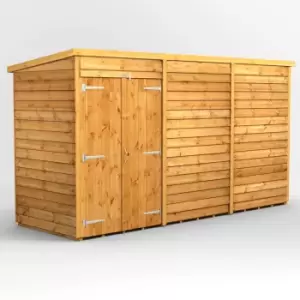 Image of 12X4 Power Overlap Pent Windowless Double Door Shed