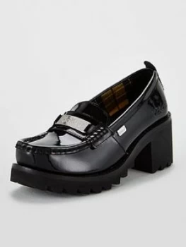 Image of Kickers Klio Loafer Heeled Shoes - Black, Size 8, Women