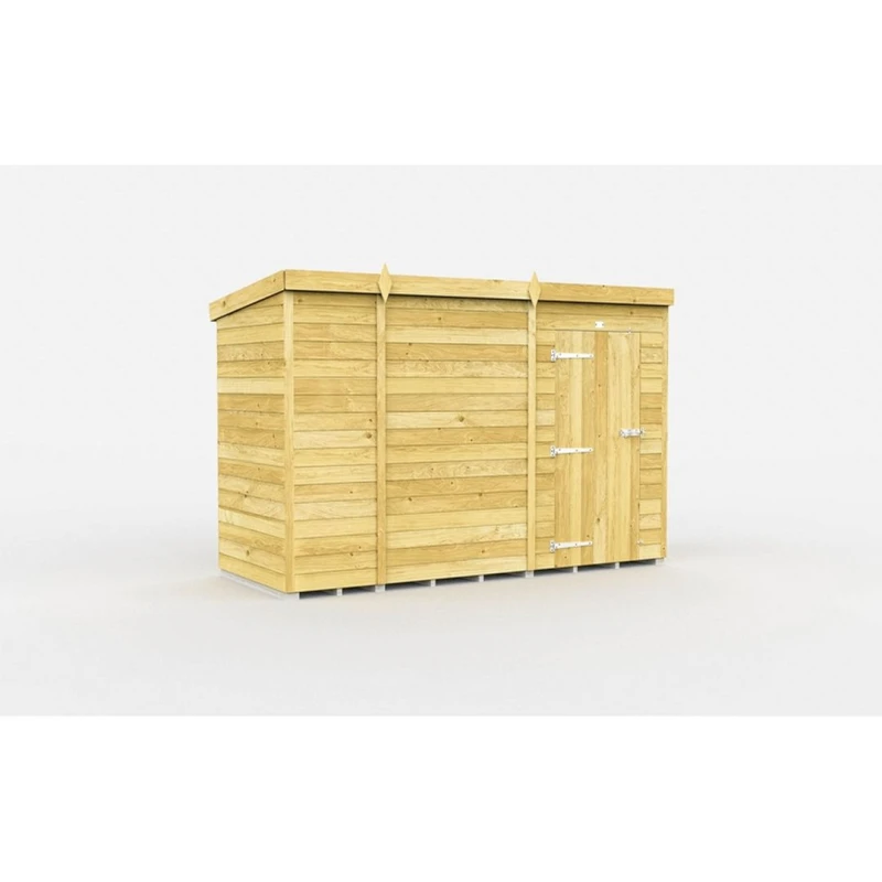Image of Buttercup Farm 9 x 4 Feet Pent Shed - Single Door W/O Windows - L118 x W276 x H201cm in Brown Brown Unisex