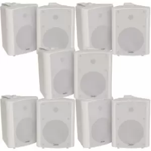 Image of Loops - 10x 90W White Wall Mounted Stereo Speakers 5.25' 8Ohm Quality Home Audio Music