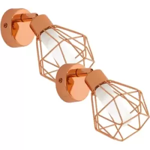 Image of 2 PACK Wall 1 Spot Light Copper Steel Shade White Satin Glass G9 1x3W Included