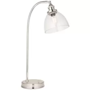 Image of Merano Parma Task Table Lamp, Bright Nickel Plate, Glass