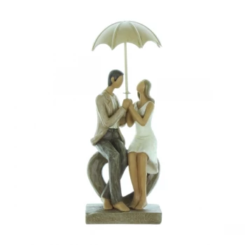 Image of Rainy Day Collection Couple Seated Resin Figurine 24cm
