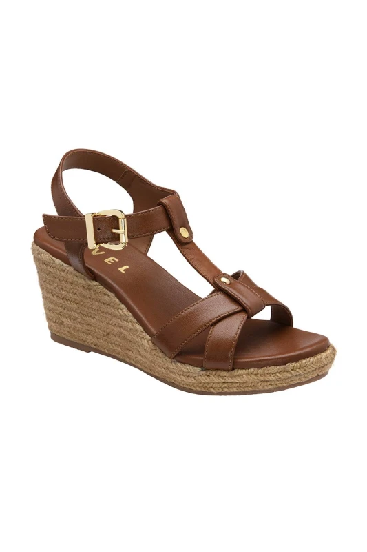 Image of Ravel Womens 'Elling' Leather Wedge Sandals in Tan Size: 8 Tan Female 8