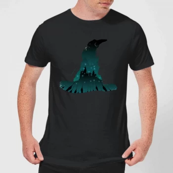 Image of Harry Potter Sorting Hat Silhouette Mens T-Shirt - Black - 5XL