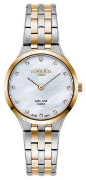 Image of Roamer 512847 47 89 20 Womens Slim Line Diamond Two Tone Bracele Colour - Gold Tone