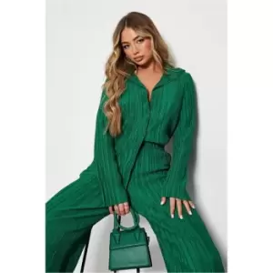 Image of I Saw It First Plisse Oversized Button Up Shirt - Green