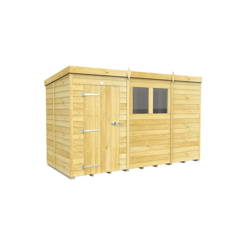 Image of Buttercup Farm 11 x 5 Feet Pent Shed - Single Door W/ Windows - L147 x W329 x H201cm in Brown Brown Unisex