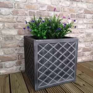 Image of Large Lazio Square Grey Pewter Garden Planter 39cm H x 39cm W