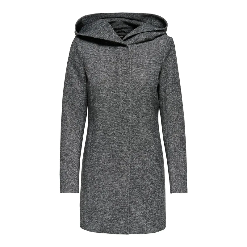 Image of Only Pinstripe Long Sleeve Hooded Coat Grey female