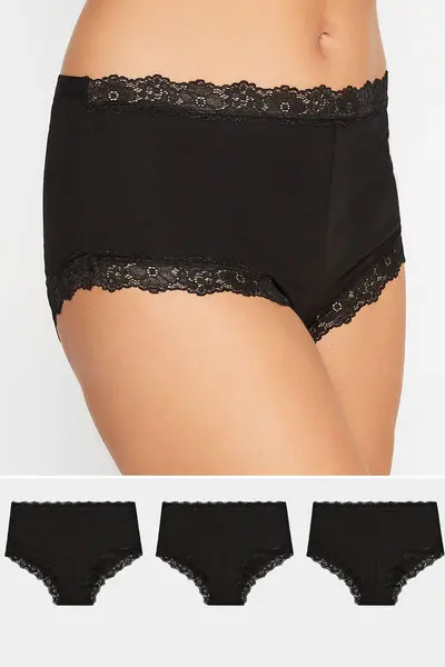 Image of Long Tall Sally Tall Lace Trim Full Briefs Black