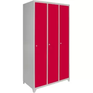 Image of Metal Storage Lockers - Three Doors Wide, Red - Red