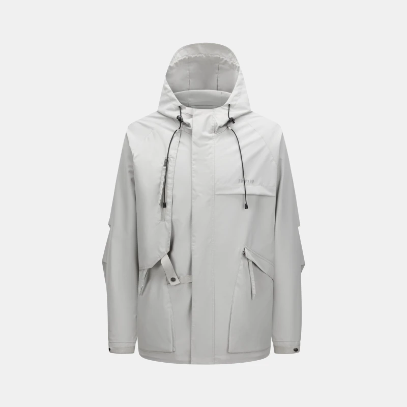 Image of Firetrap Mens Windproof Full Zip Hooded Rain Anorak Ash male S