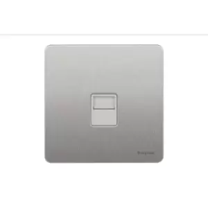 Image of Schneider USFP Telephone Master Socket White Insert Stainless Steel - GU7461WSS