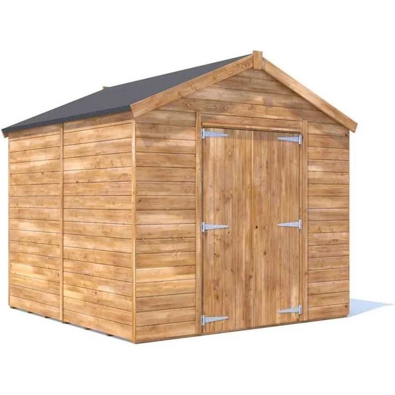 Image of Dunster House Bike Shed Storage Garden Building 2.4 X 2.4M (8' X 8') 15mm Walls Wooden Pressure Treated, Apex Overlord Modular