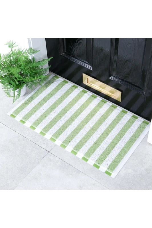 Image of Native Natural Green Striped Doormat (70 X 40Cm)