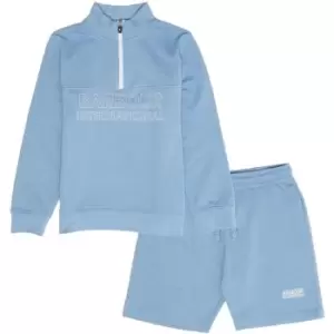 Image of Barbour International Boys Trick Half-Zip Sweatshirt & Shorts Set - Blue
