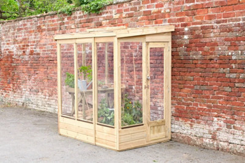 Image of 4' x 6' Forest Wallscape Lean To Greenhouse with Open Back (1.28m x 1.93m)