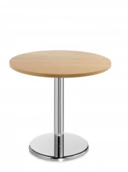 Image of Pisa Circular Table With Round Chrome Base 600mm - Beech