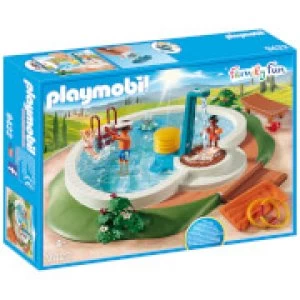 Image of Playmobil Family Fun Swimming Pool with Functioning Shower and Floating Raft (9422)