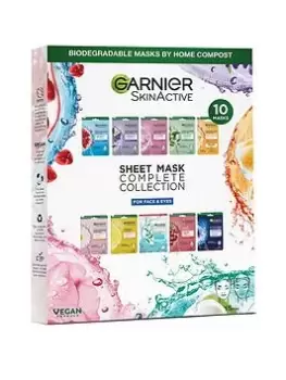Image of Garnier SkinActive Sheet Masks Complete Collection, Set of 10 Face & Eye Masks (SAVE 33%), One Colour, Women