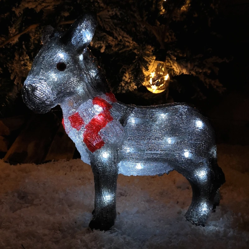 Image of Samuel Alexander 34Cm Battery Operated LED Light Up Acrylic Christmas Donkey Decoration, Grey 2515025