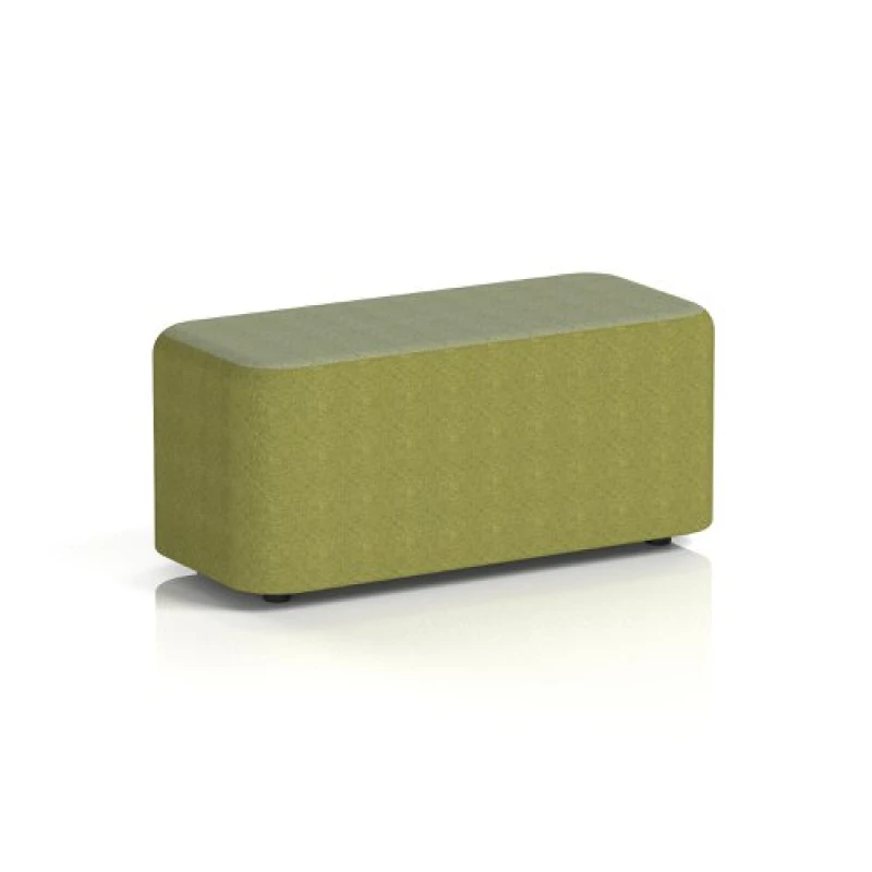 Image of Harlestone Small Rectangular Office Breakout Stool in Rivet Fabric - Olive Body Burnish Top