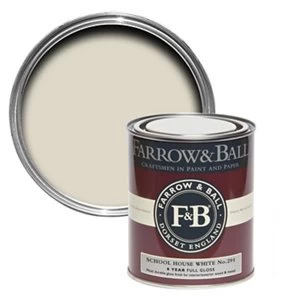 Image of Farrow & Ball School house white No. 291 Gloss Metal & wood Paint 0.75L