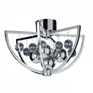Image of 1 Light Flush Ceiling Light Chrome Glass Balls