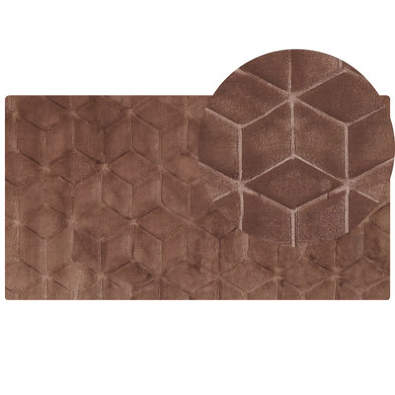 Image of Beliani Faux Fur Rug Thatta Brown 80 X 150 Cm