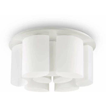 Image of Ideal Lux Almond - 9 Light Flush Ceiling Light White, E27