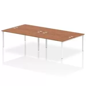 Image of Impulse Bench B2B 4 Person 1600 White Frame Office Bench Desk Walnut