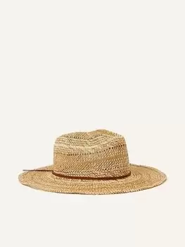 Image of Accessorize Two-Tone Weave Straw Hat, Beige, Women