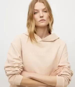 Image of AllSaints Womens Pippa Embroidered Hoodie, Natural Pink, Size: XS