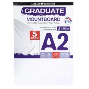 Image of Daler Rowney A2 Graduate Mount Board Pack of 5 Ice White