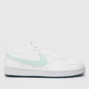 Image of Nike White & Green Court Borough Low Girls Youth Trainers