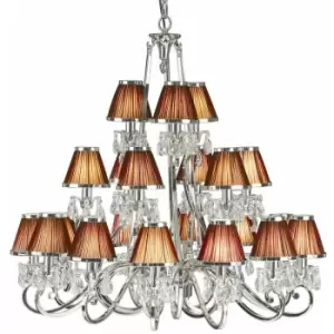 Image of Loops - Esher Ceiling Pendant Chandelier Nickel Crystal & Brown Shades 21 Lamp Light