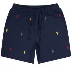 Image of Ralph Lauren Logo Embroided Swim Shorts Navy