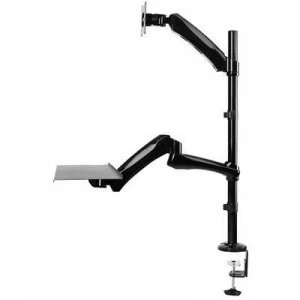 Image of NewStar FPMA-D500KEYB 1x Monitor desk mount 25,4cm (10) - 68,6cm (27) Height-adjustable, Keyboard tray, Swivelling, Tiltable