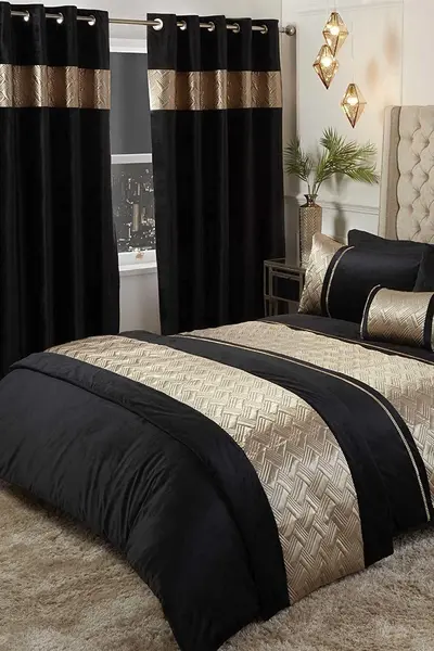 Image of Rapport Capri Embellished Duvet Cover Set Gold