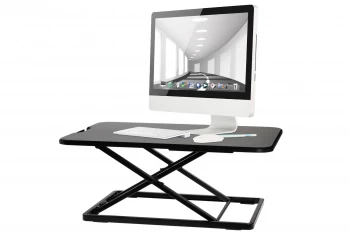 Image of ProperAV Slim Profile Sit or Stand Up Desktop Workstation 5 Height Settings - Black