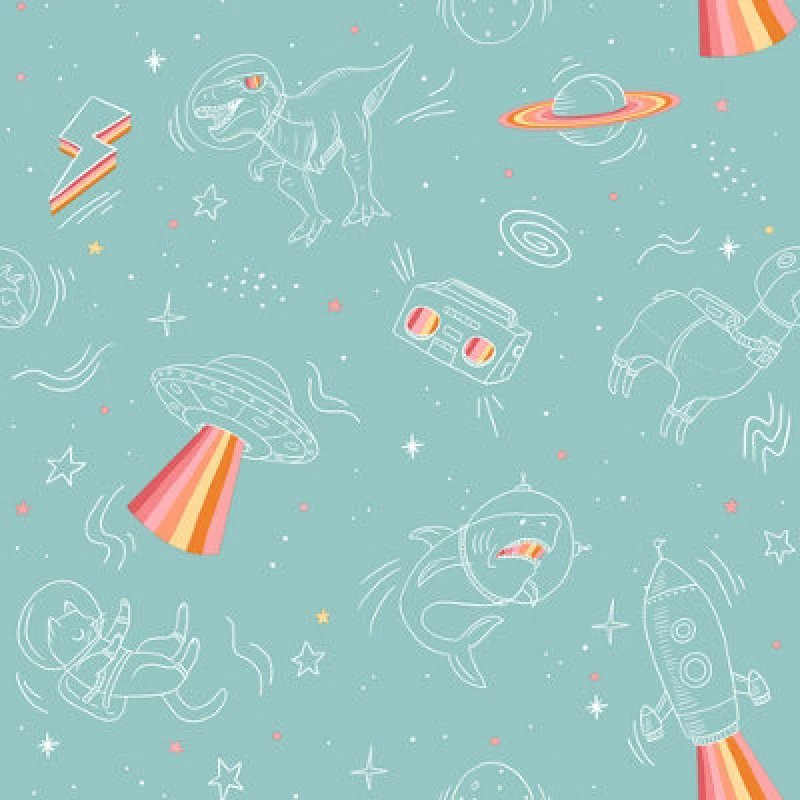 Image of Muriva Ltd Muriva Space Explorer Turquiose Wallpaper, Green M36804