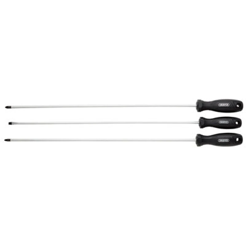 Image of Draper 13580 Long Reach Hard Grip Screwdriver Set (3 Piece) 13580