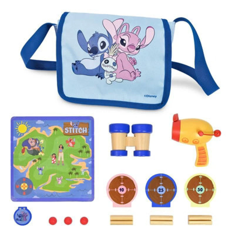Image of Disney Lilo & Stitch Adventure Bag Playset Kids Target Game With Toy Blaster, Wooden Targets, Binoculars & Travel Bag