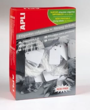 Image of Value Apli Strung Tickets 22x35mm White (PK500)