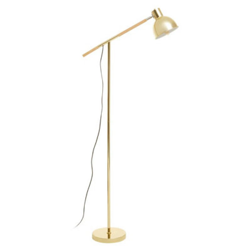 Image of Orsina Shiny Brass Adjustable Floor Lamp, Convenient Office Lamp, Space-Saver Lamp, Rotating Bedroom Lamp