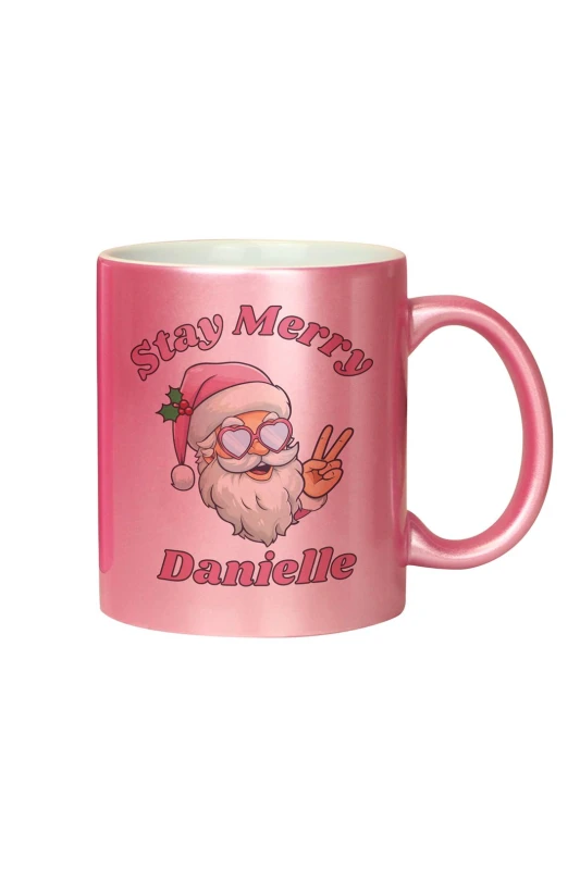 Image of Personalised Memento Company Personalised Message Stay Merry Santa Mug - Pink