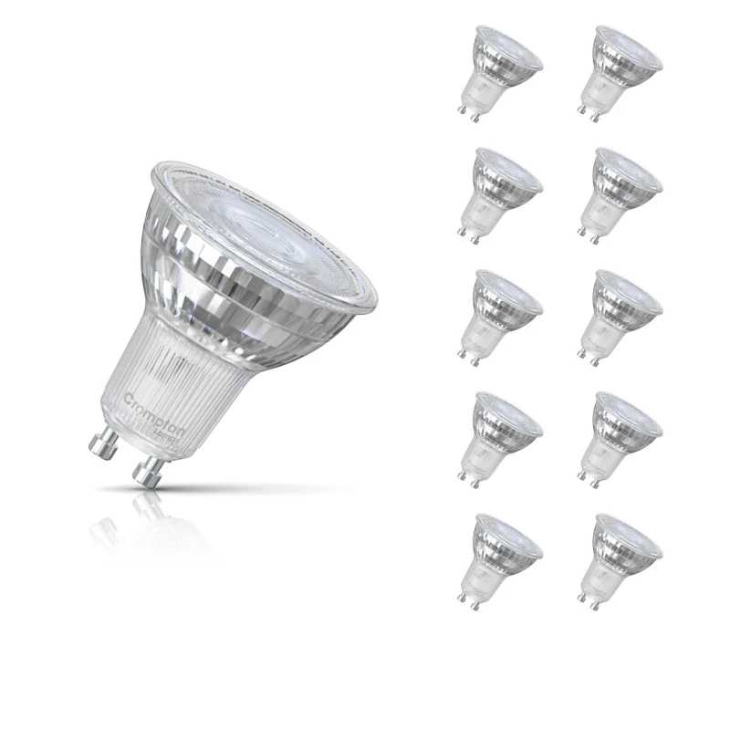 Image of Crompton LED GU10 Spotlight Bulb 3.7W (50W Eqv) Warm White 2700K Glass Halogen Replacement