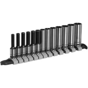 Image of AK7991 Socket Set Deep 13pc 1/4Sq Drive Metric - Black Series - Sealey